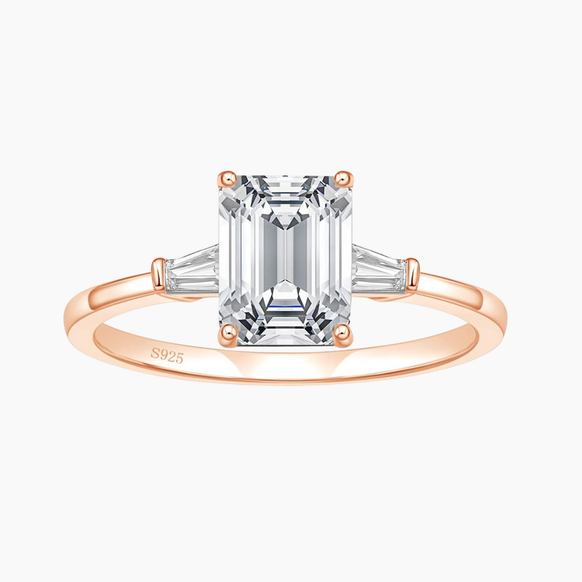 3CT 925 Sterling Silver Emerald Cut CZ Engagement Ring