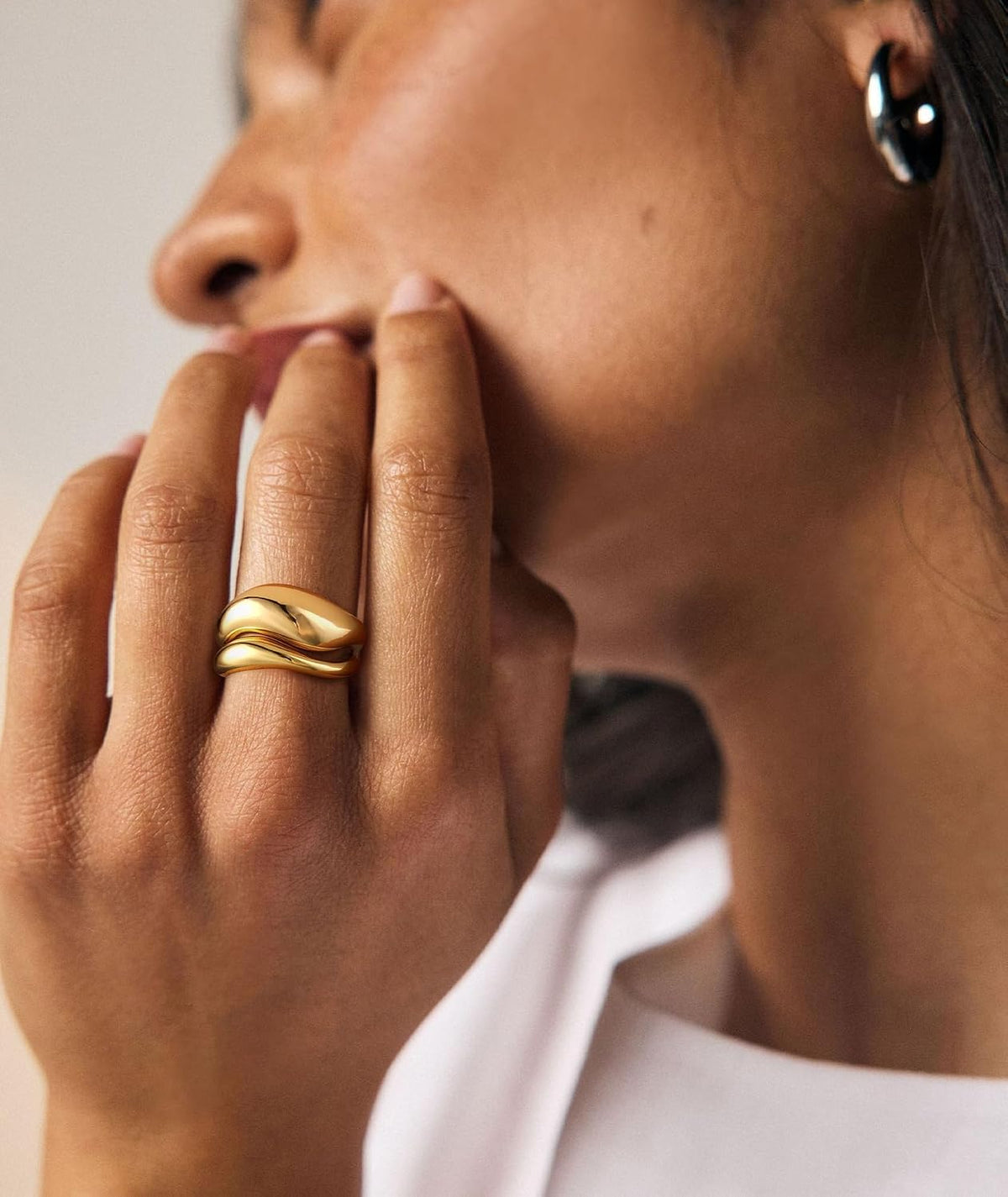 gold statement ring set for women – product image 8