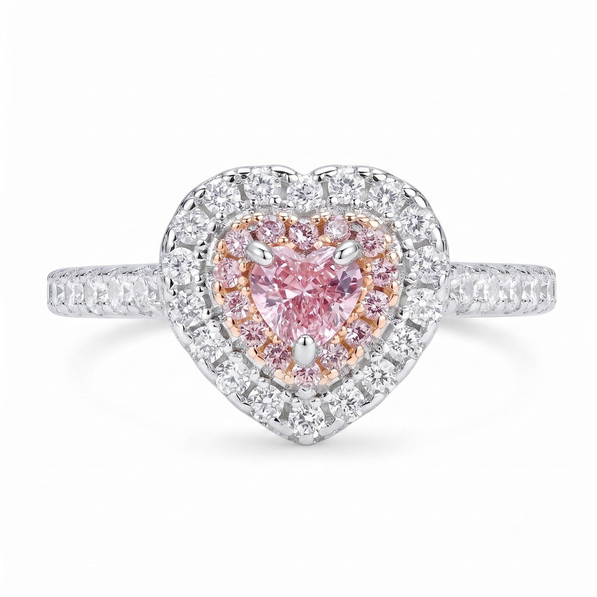 Heart Halo Cubic Zirconia Engagement Ring for Women, 925 Sterling Silver Platinum Plated Promise Ring, Ice Flower Statement Ring