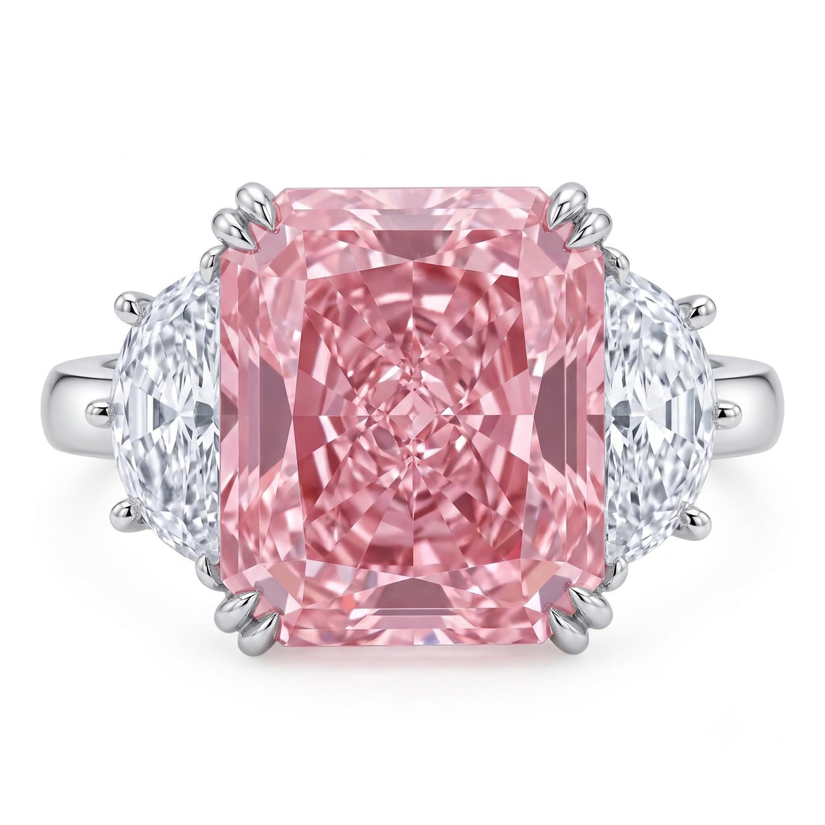 9CT Radiant Cut Crushed Ice Cubic Zirconia Three Stone Engagement Ring for Women, 925 Sterling Silver Platinum Plated Promise Anniversary Cocktail Ring