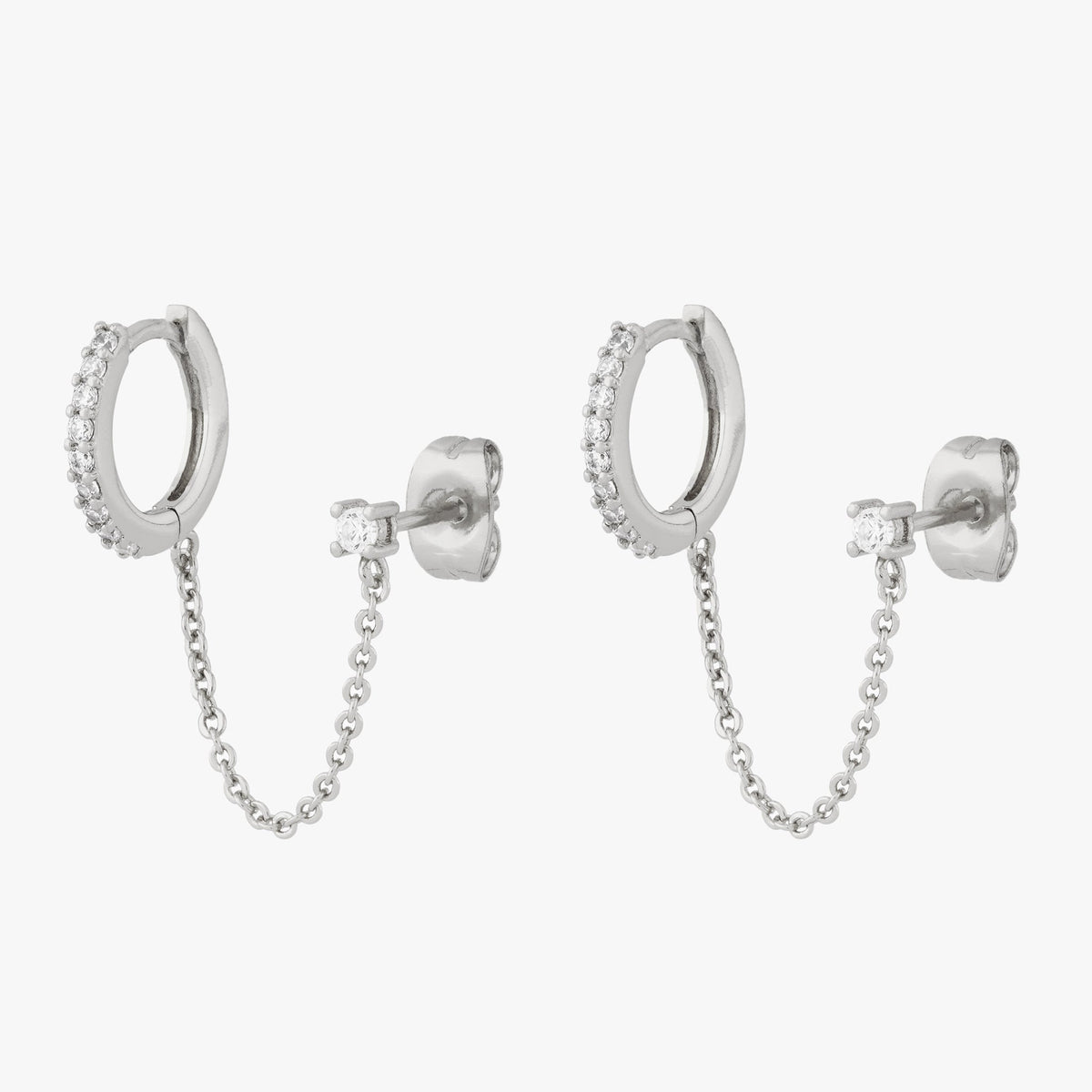Chained Pavé Huggie x CZ Stud