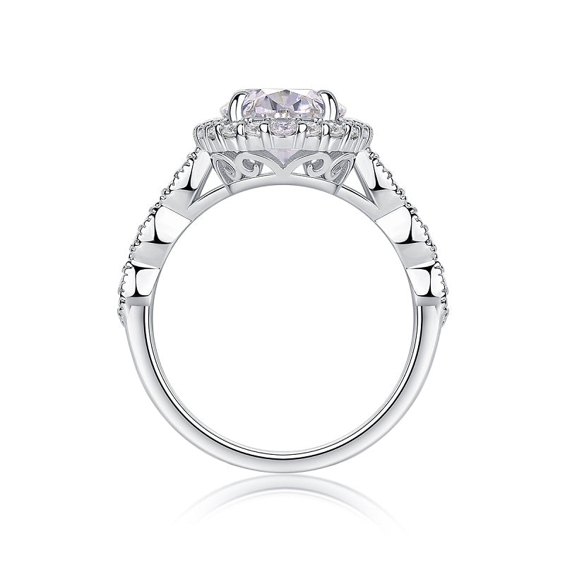 3.5CT Oval Cut Moissanite Halo Engagement Ring with Twisted Band