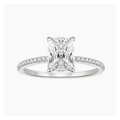 3CT Radiant Cut Solitaire Cubic Zirconia Wedding & Engagement Promise Rings – white background product image