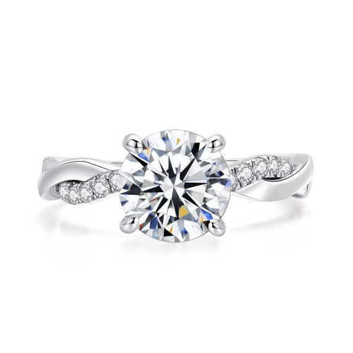 1CT/2CT Moissanite Twisted Solitaire Engagement Ring for Women – white background product image