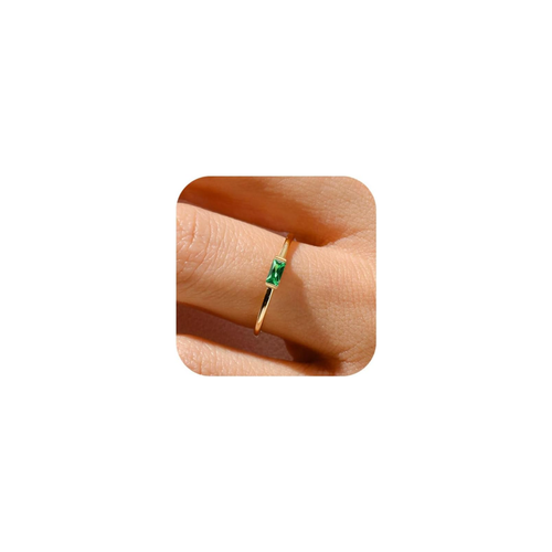 Dainty Gold Birthstone Ring – Non-Tarnish Stackable Ring – white background product image