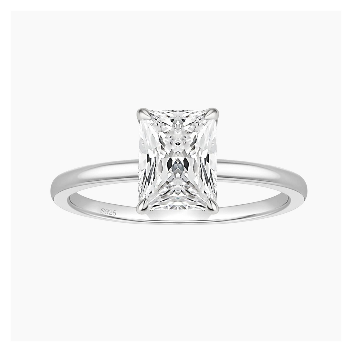 3CT Radiant Cut Solitaire Cubic Zirconia Wedding & Engagement Promise Rings – white background product image