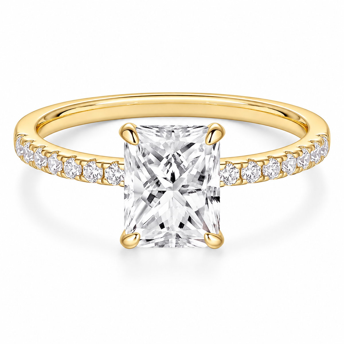 Radiant Cut Engagement Ring – Gold or Silver Tone – white background product image