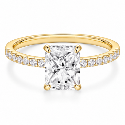Radiant Cut Engagement Ring – Gold or Silver Tone – white background product image