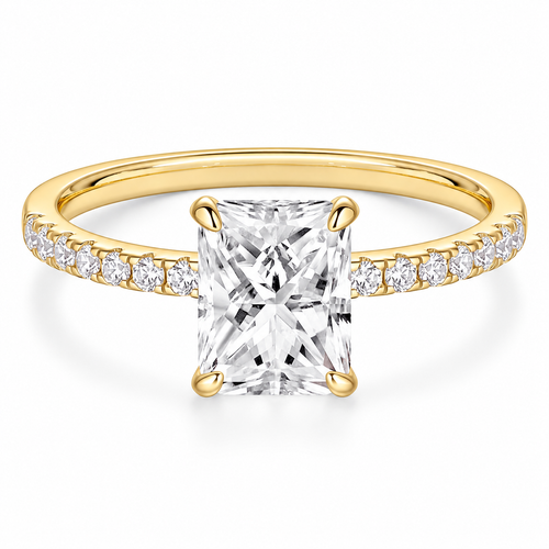 Radiant Cut Engagement Ring – Gold or Silver Tone – white background product image