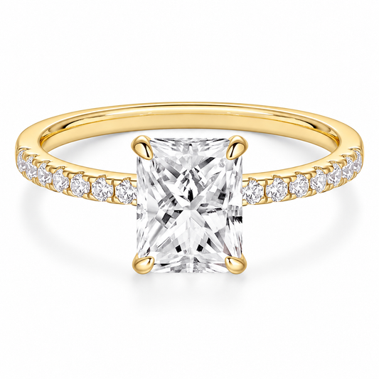 Radiant Cut Engagement Ring – Gold or Silver Tone – white background product image