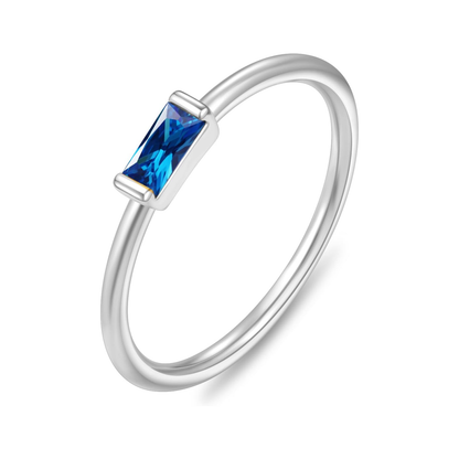Dainty Silver Birthstone Ring – Non-Tarnish Stackable Ring – white background product image