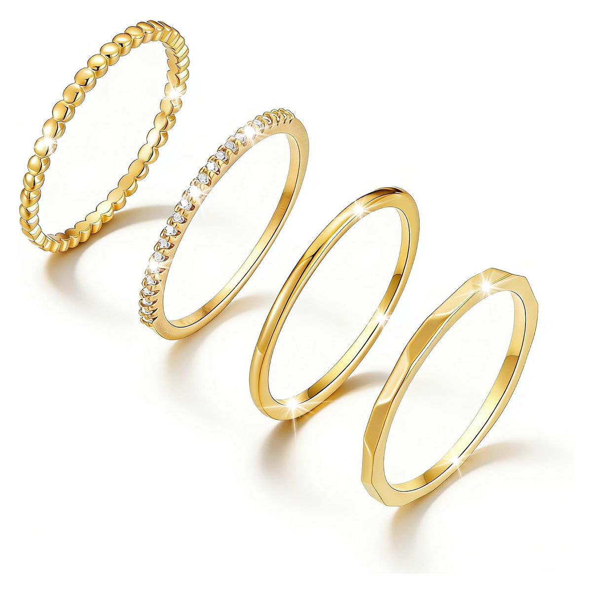 Gold & Silver Stackable Statement Ring Set – white background product image