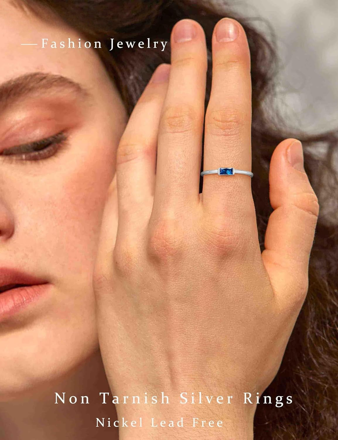 non-tarnish silver birth month ring
