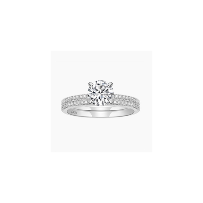 1.25CT 925 Sterling Silver Double Round Engagement Ring Sets – white background product image