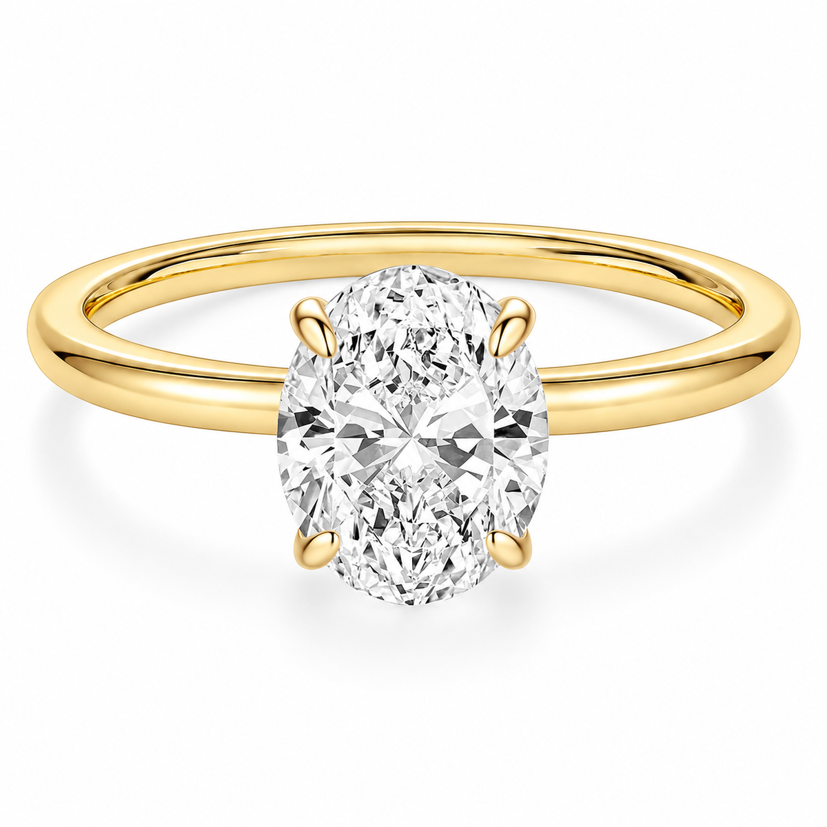 Oval Cut Engagement Ring – Gold or Silver Tone – white background product image