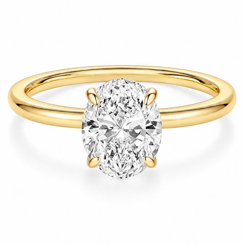Oval Cut Engagement Ring – Gold or Silver Tone – white background product image
