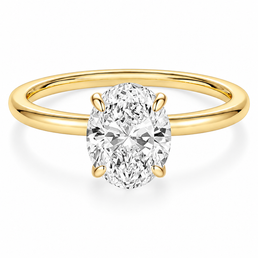Oval Cut Engagement Ring – Gold or Silver Tone – white background product image