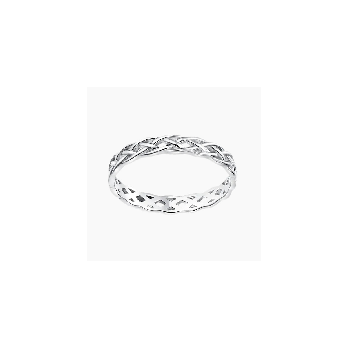 925 Sterling Silver Woven Cute Twist Ring – white background product image