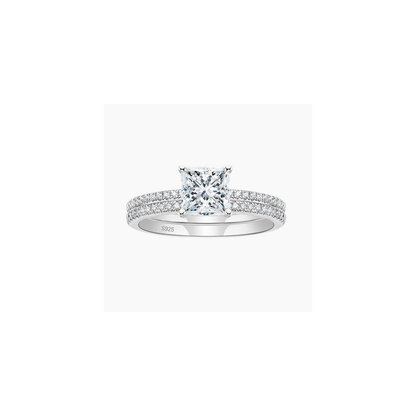 2CT 925 Sterling Silver Princess Cut Engagement Ring – white background product image