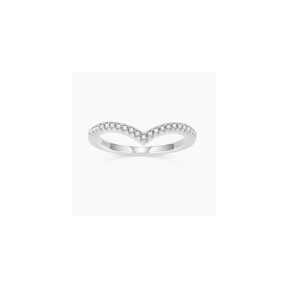 Crown Pointed V Shaped Chevron 925 Sterling Silver Stackable Ring – white background product image