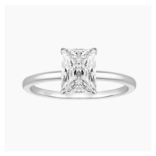 3CT Radiant Cut Solitaire Cubic Zirconia Wedding & Engagement Promise Rings – white background product image