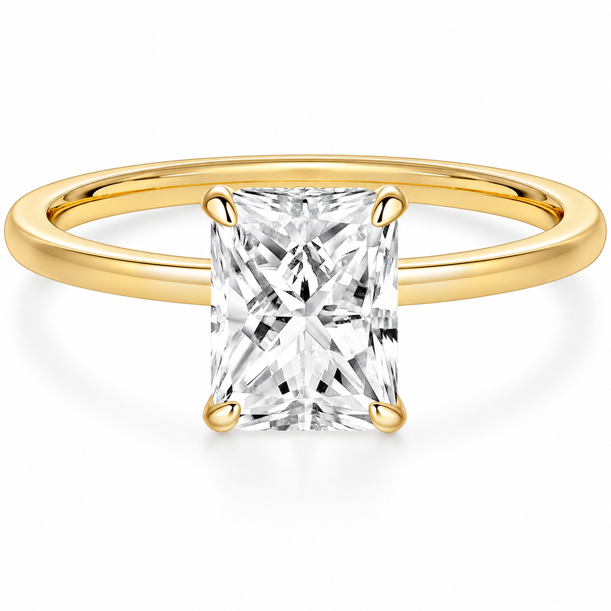 Radiant Cut Brass Engagement Ring – white background product image