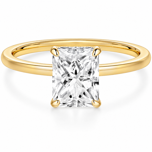 Radiant Cut Brass Engagement Ring – white background product image