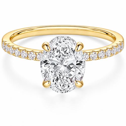 Oval Cut Brass Engagement Ring – white background product image