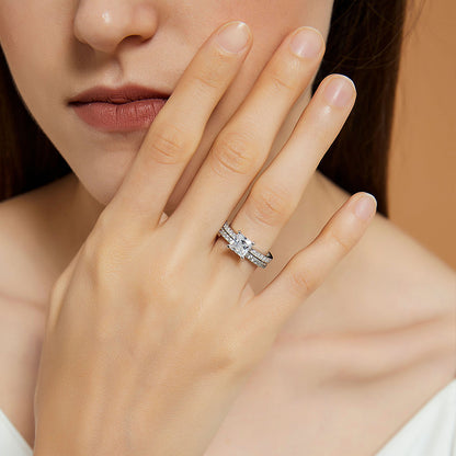 2CT 925 Sterling Silver Princess Cut Engagement Ring