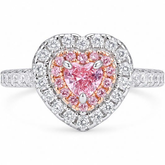 Heart Halo Promise Ring in S925 Sterling Silver – white background product image