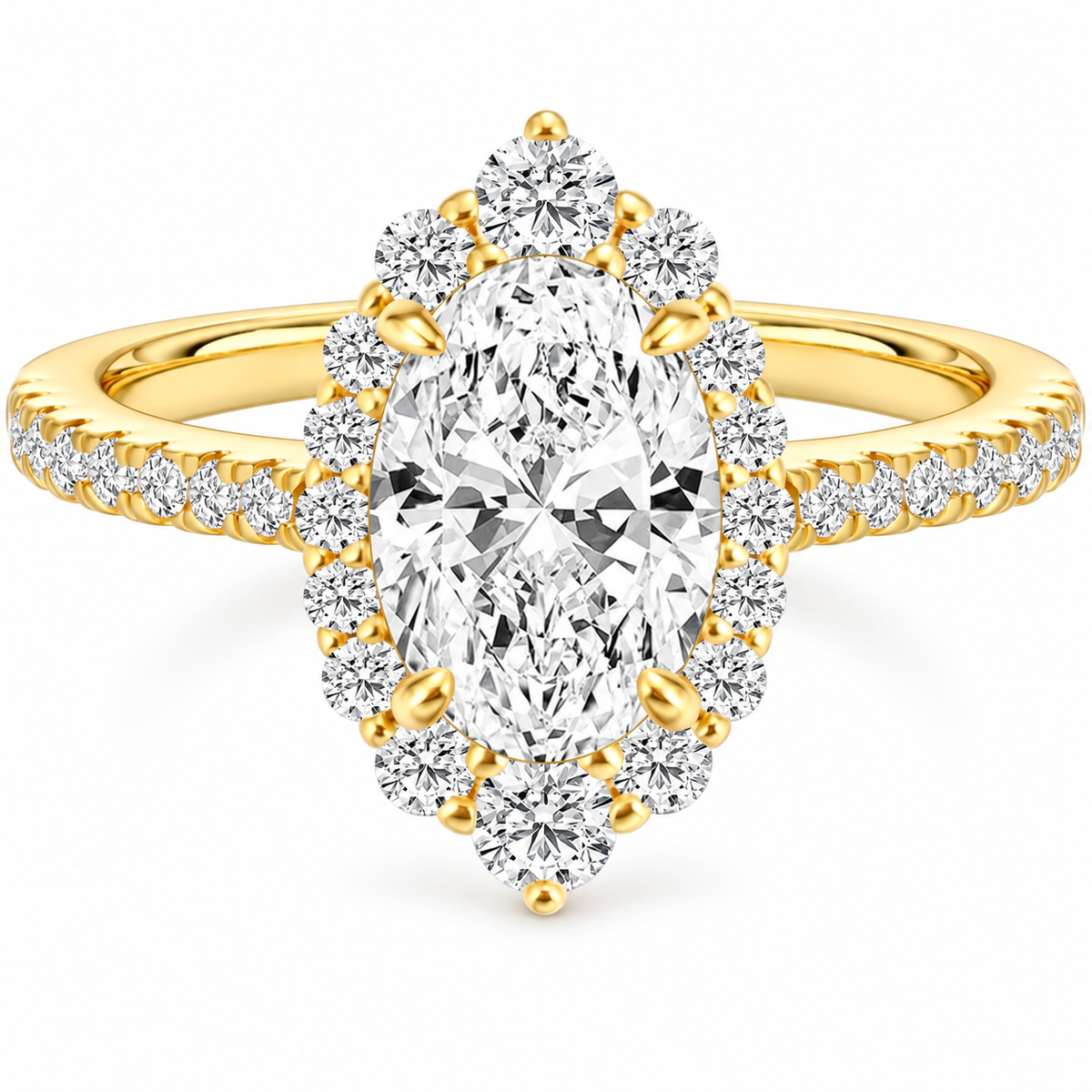 3 ct Oval Cut CZ Halo Engagement Ring – white background product image
