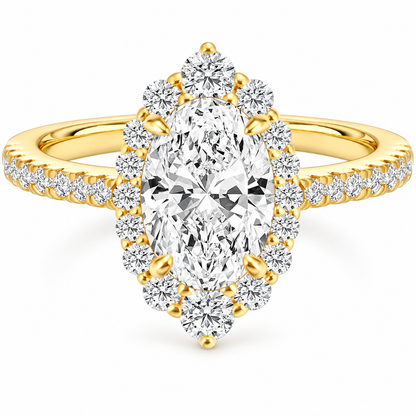 3 ct Oval Cut CZ Halo Engagement Ring – white background product image