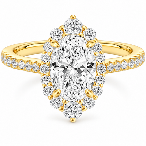 3 ct Oval Cut CZ Halo Engagement Ring – white background product image