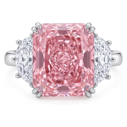 9 ct Radiant Cut Crushed Ice Three-Stone Ring in S925 Sterling Silver – white background product image