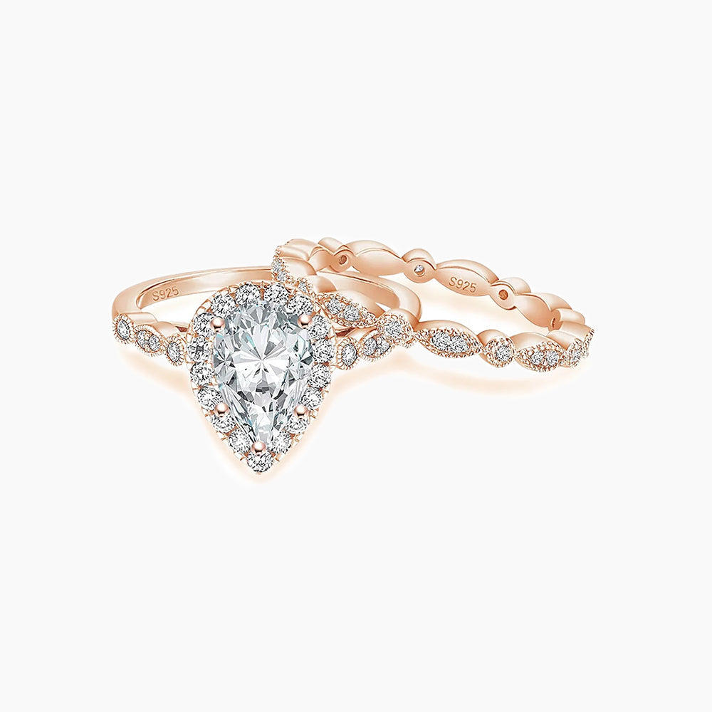 pear shape ring, s925 rings set, rose gold wedding rings under 50, cheap wedding rings, affordable wedding rings, womens cheap wedding rings
