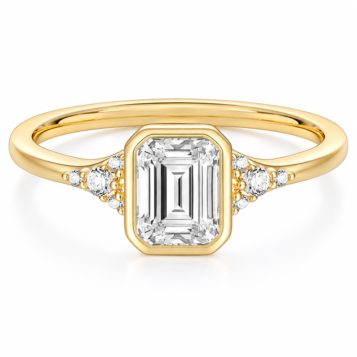 Emerald Cut Travel Engagement Ring – white background product image