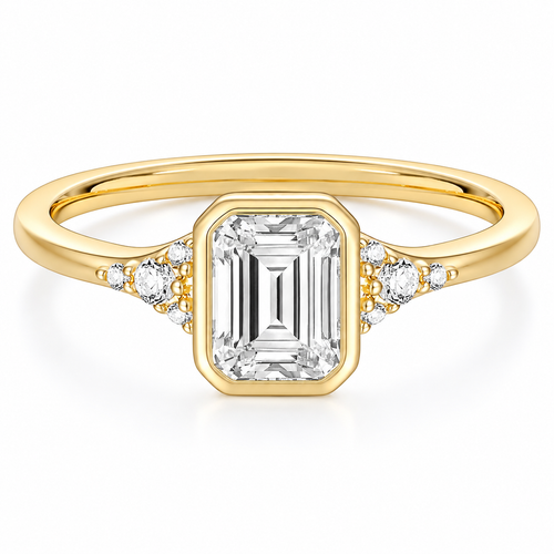 Emerald Cut Travel Engagement Ring – white background product image