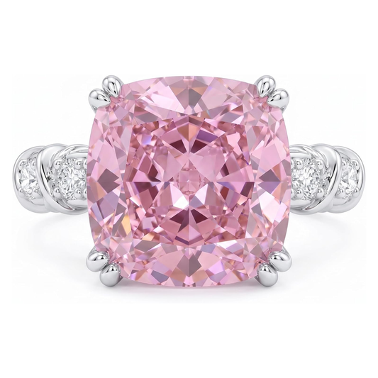 5 ct Cushion Cut Side-Stone Ring in S925 Sterling Silver – white background product image