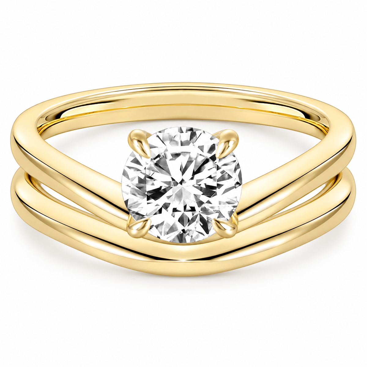 1.5 ct Round Cut Curved Wedding Ring Set – white background product image