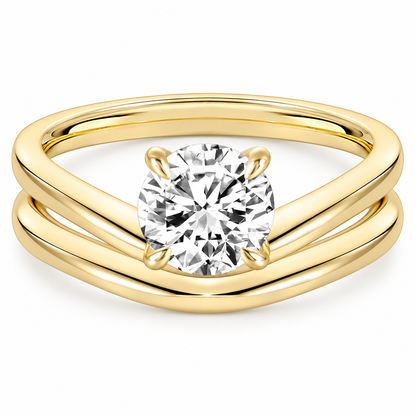 1.5 ct Round Cut Curved Wedding Ring Set – white background product image