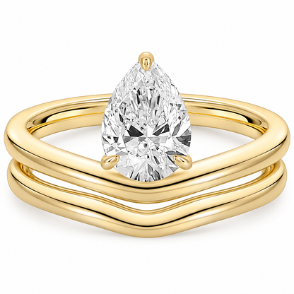 1.5 ct Pear Cut Curved Wedding Ring Set – white background product image