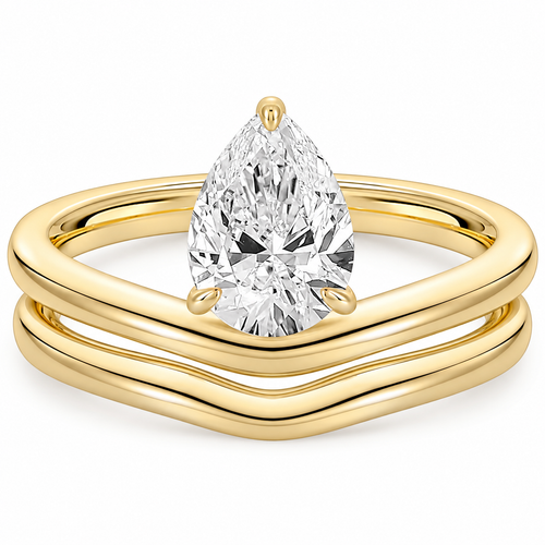 1.5 ct Pear Cut Curved Wedding Ring Set – white background product image