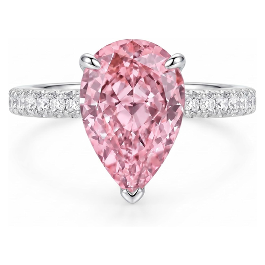 7 ct Pear Cut Pavé Engagement Ring in S925 Sterling Silver – white background product image