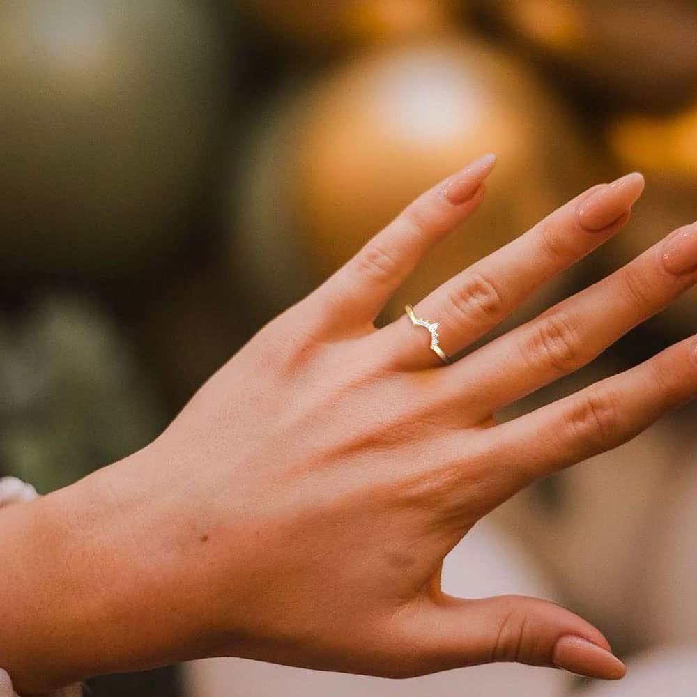v shape ring, stacking rings, stackable rings for women, minimalist rings, cubic zirconia rings for women, S925 V shape ring