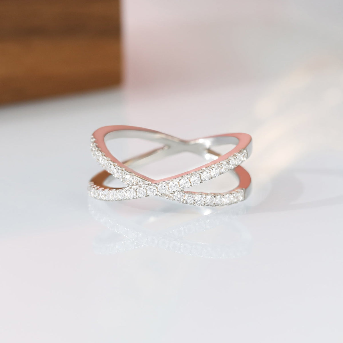 criss cross rings, sterling silver rings, Eamti, womens eternity ring, sterling silver eternity band, cz engagement ring set, silver eternity ring, cross eternity ring