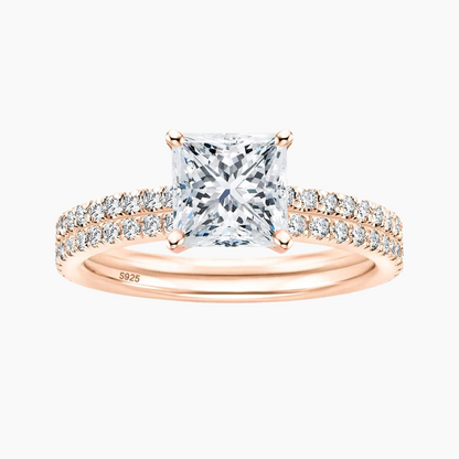 2CT 925 Sterling Silver Princess Cut Engagement Ring