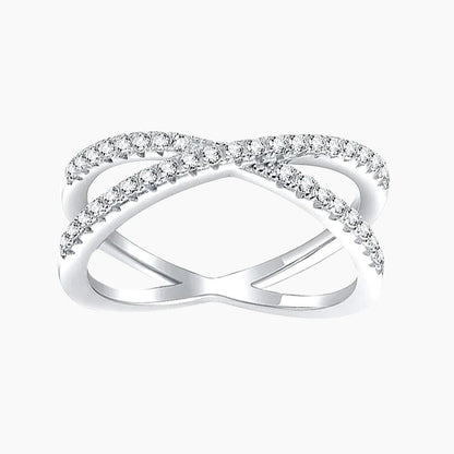 criss cross rings, sterling silver rings, Eamti, womens eternity ring, sterling silver eternity band, cz engagement ring set, silver eternity ring, cross eternity ring