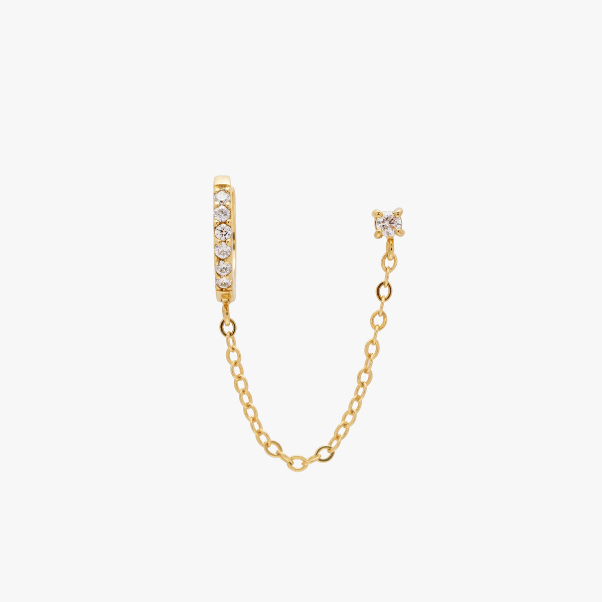 Chained Pavé Huggie x CZ Stud