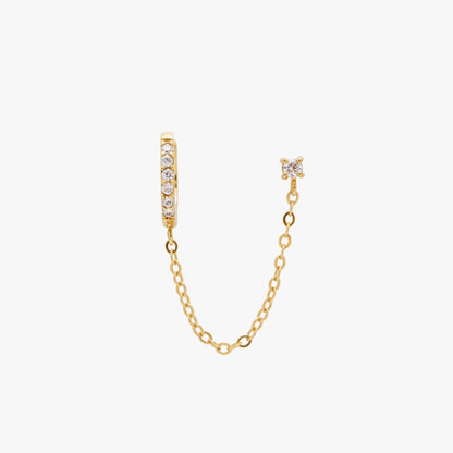 Chained Pavé Huggie x CZ Stud
