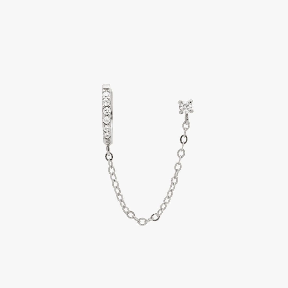 Chained Pavé Huggie x CZ Stud